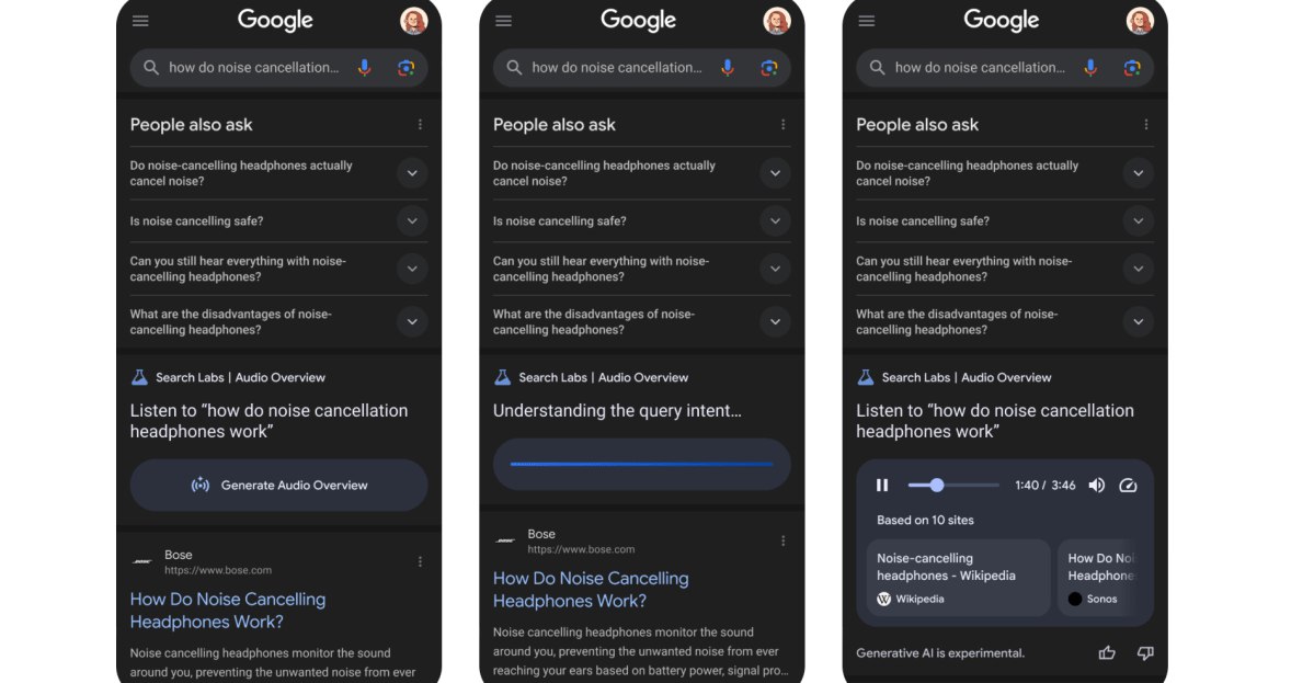 گوگل خلاصه صوتی نتایج جستجو را با هوش مصنوعی تست می‌کند