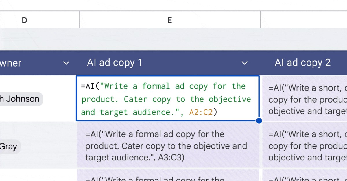 هوش مصنوعی Gemini به گوگل شیتس اضافه شد