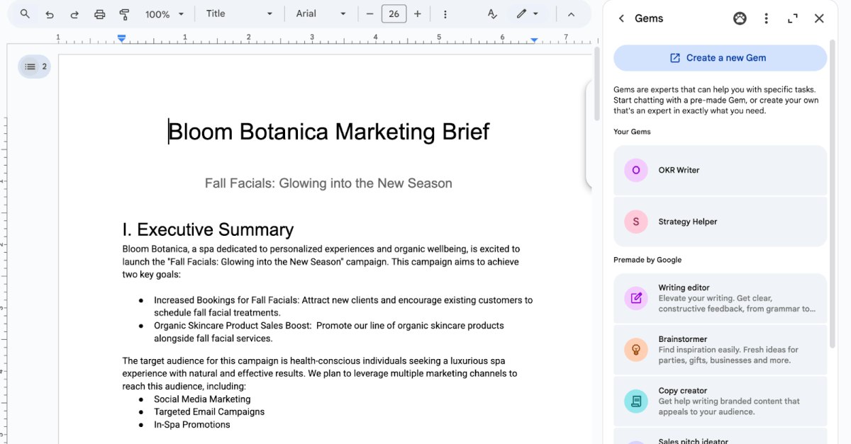 قابلیت «جمز» (Gems) هوش مصنوعی گوگل، حالا در دل Workspace