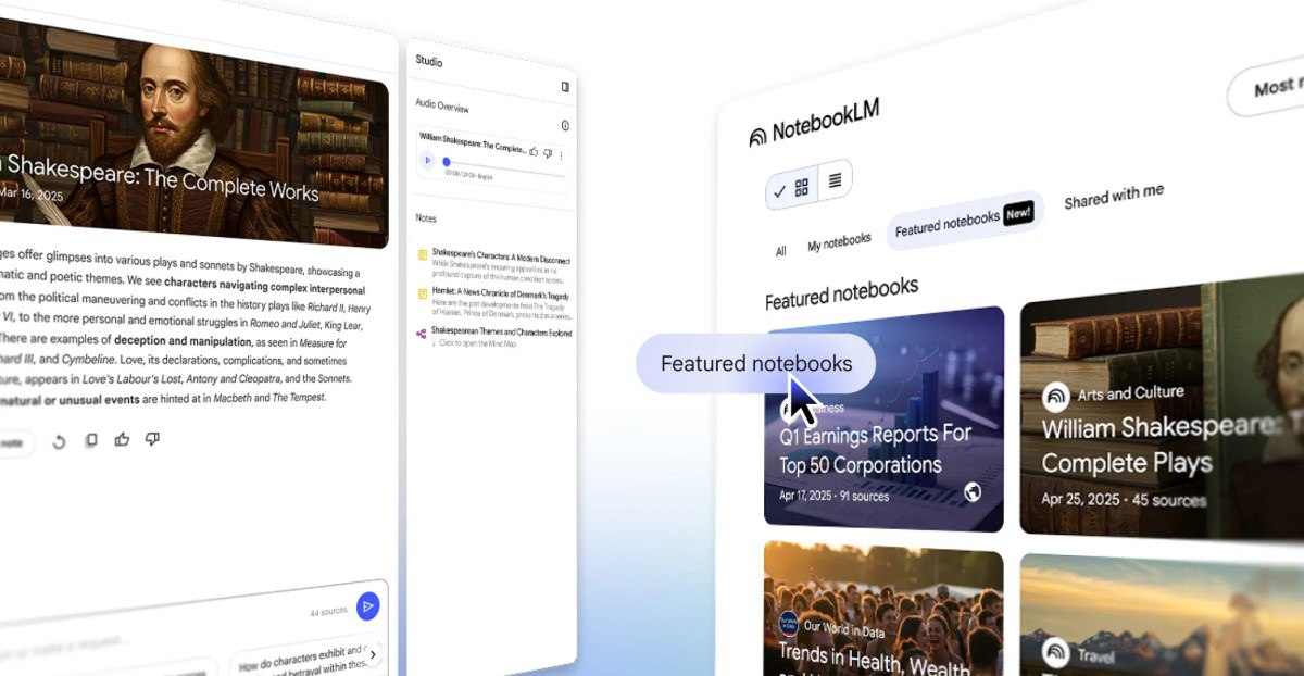 گوگل از نوت‌بوک‌های هوشمند با محتوای آماده رونمایی کرد