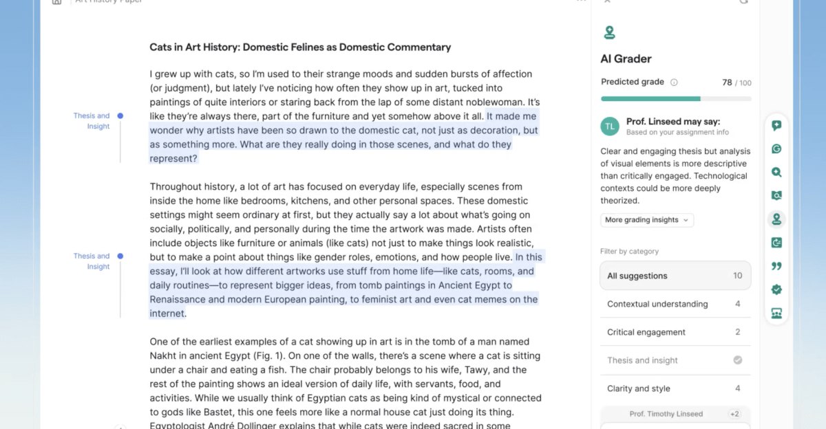 گرامرلی از ابزارهای AI برای نمره‌دهی و تشخیص تقلب رونمایی کرد